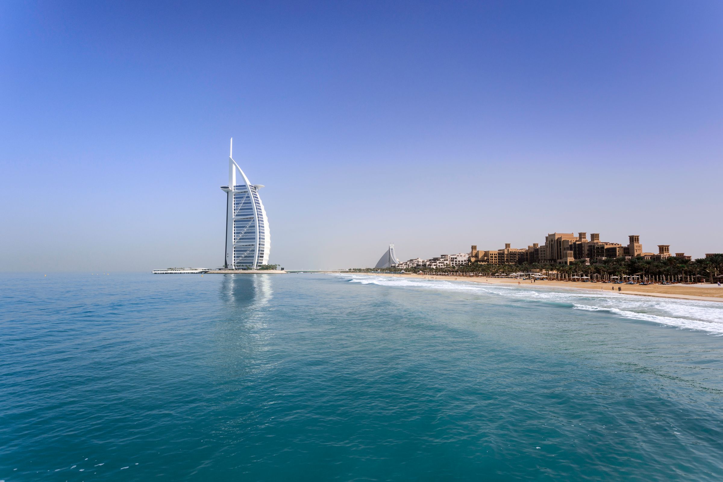 Burj Al Arab beside the Arabian Gulf in Dubai